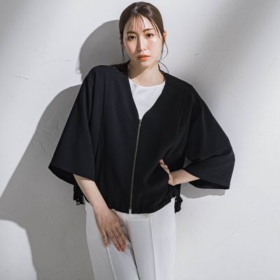 【大きいサイズ】”シワレス”ジップアップブルゾン≪洗濯機で洗える≫