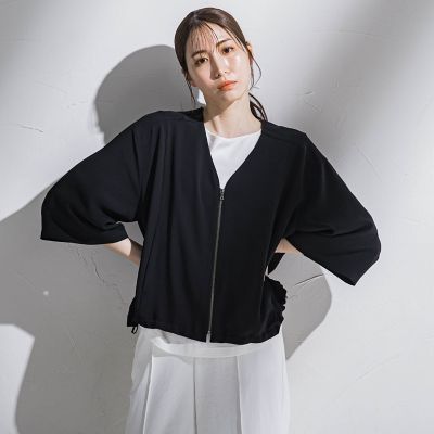 【大きいサイズ】”シワレス”ジップアップブルゾン≪洗濯機で洗える≫