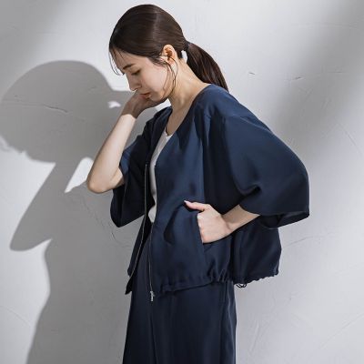 【大きいサイズ】”シワレス”ジップアップブルゾン≪洗濯機で洗える≫