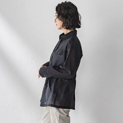大きいサイズ】ポケット付きシアーシャツジャケット≪洗濯機で洗える