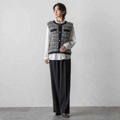 大きいサイズ】ファンシーツイードニットジレ | la.f（Women/大きい