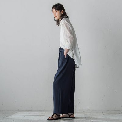 【大きいサイズ】格子レースシャツ≪洗濯機で洗える≫