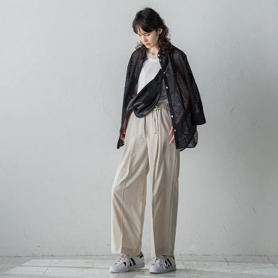 【大きいサイズ】格子レースシャツ≪洗濯機で洗える≫