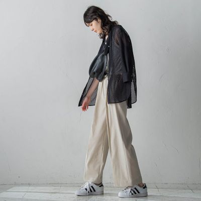 【大きいサイズ】格子レースシャツ≪洗濯機で洗える≫
