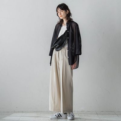 【大きいサイズ】格子レースシャツ≪洗濯機で洗える≫