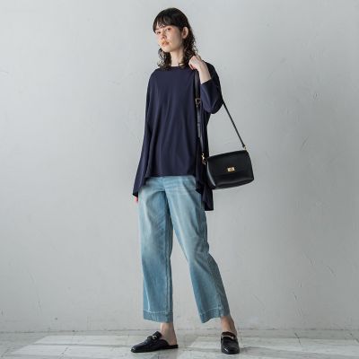 【大きいサイズ】フレアシルエットカットソー≪洗濯機で洗える≫
