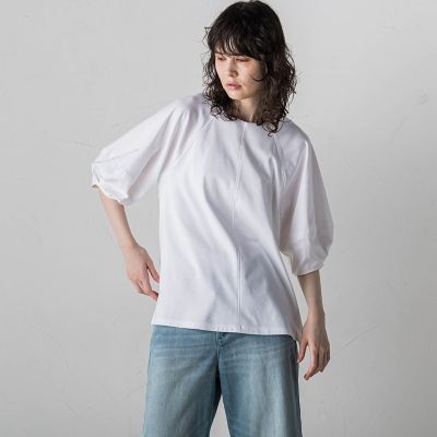 【大きいサイズ】袖コンシャススムースカットソー≪洗濯機で洗える／接触冷感／紫外線防止≫