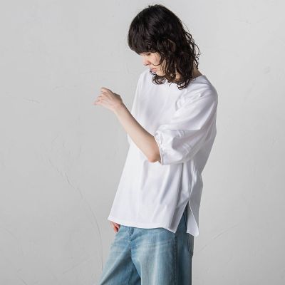 【大きいサイズ】袖コンシャススムースカットソー≪洗濯機で洗える／接触冷感／紫外線防止≫