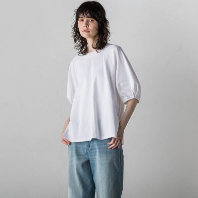 【大きいサイズ】袖コンシャススムースカットソー≪洗濯機で洗える／接触冷感／紫外線防止≫