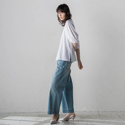 【大きいサイズ】袖コンシャススムースカットソー≪洗濯機で洗える／接触冷感／紫外線防止≫