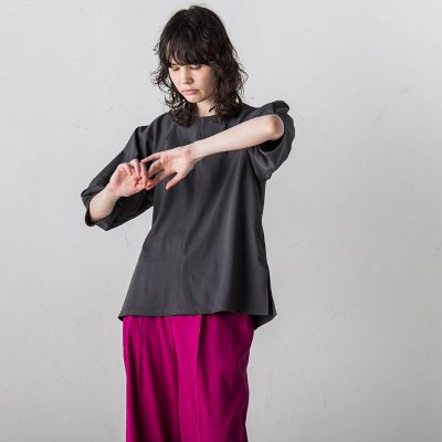 【大きいサイズ】袖コンシャススムースカットソー≪洗濯機で洗える／接触冷感／紫外線防止≫