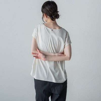 【大きいサイズ】幾何プリントスムースカットソー≪洗濯機で洗える≫