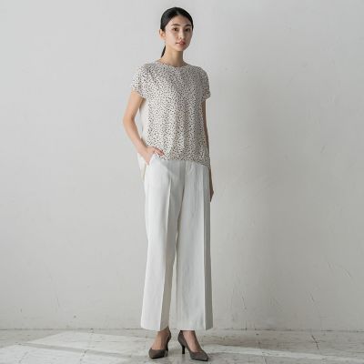 【大きいサイズ】幾何プリントスムースカットソー≪洗濯機で洗える≫