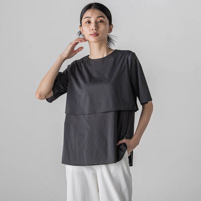 ＜la.f...（Women/大きいサイズ）＞【大きいサイズ】ライクアウーヴンケープ風カットソー≪洗濯機で洗える／接触冷感≫