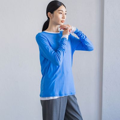 【大きいサイズ／カタログ掲載】シアーストレッチフライスカットソー≪洗濯機で洗える≫