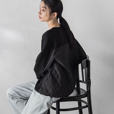 ＜la.f...（Women/大きいサイズ）＞【大きいサイズ】キルトドッキングダンボールプルオーバー≪洗濯機で洗える≫