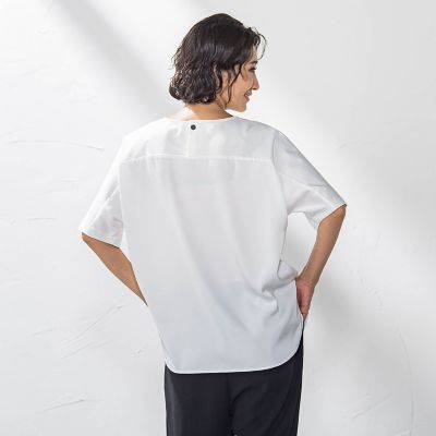 【大きいサイズ】バックサテンカットソー≪洗濯機で洗える≫