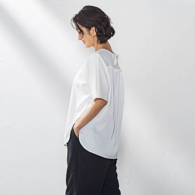 【大きいサイズ】バックサテンカットソー≪洗濯機で洗える≫
