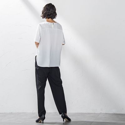 【大きいサイズ】バックサテンカットソー≪洗濯機で洗える≫