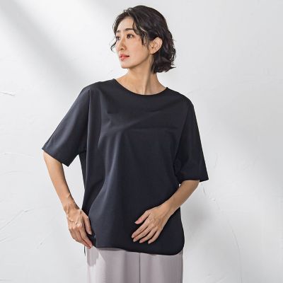 【大きいサイズ】バックサテンカットソー≪洗濯機で洗える≫