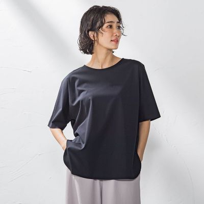 【大きいサイズ】バックサテンカットソー≪洗濯機で洗える≫