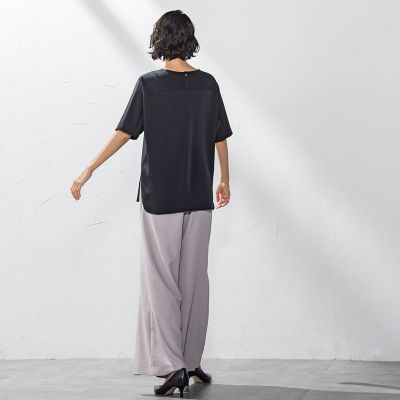 【大きいサイズ】バックサテンカットソー≪洗濯機で洗える≫