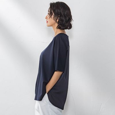 【大きいサイズ】バックサテンカットソー≪洗濯機で洗える≫