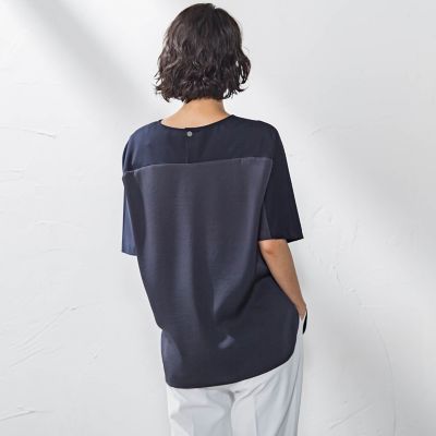 【大きいサイズ】バックサテンカットソー≪洗濯機で洗える≫