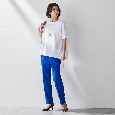 【大きいサイズ】バックフレアカットソー≪洗濯機で洗える≫