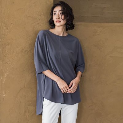 la.f...（Women/大きいサイズ）/ラ　エフ L （大きいサイズ） 【大きいサイズ】【ｂｉｙｏｒｉ】“ブラウスのような”万能Ｔシャツ≪洗濯機で洗える≫