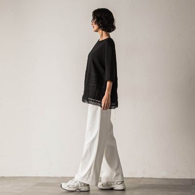 【大きいサイズ】【ｂｉｙｏｒｉ】”裾に咲くレース”日常がさりげなくときめきくカットソー≪洗濯機で洗える≫