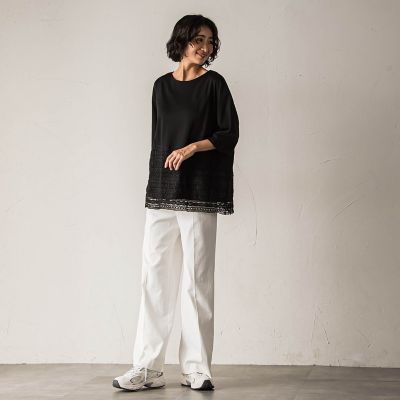 【大きいサイズ】【ｂｉｙｏｒｉ】”裾に咲くレース”日常がさりげなくときめきくカットソー≪洗濯機で洗える≫
