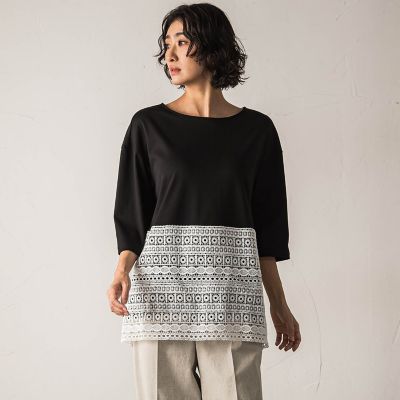 【大きいサイズ】【ｂｉｙｏｒｉ】”裾に咲くレース”日常がさりげなくときめきくカットソー≪洗濯機で洗える≫