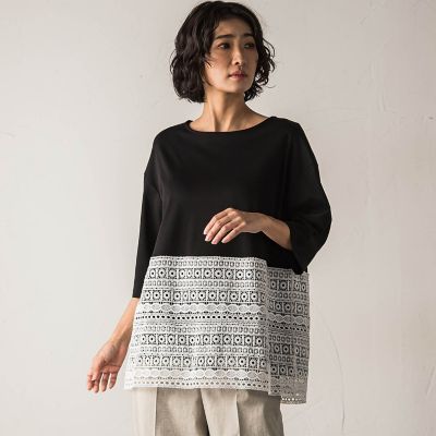【大きいサイズ】【ｂｉｙｏｒｉ】”裾に咲くレース”日常がさりげなくときめきくカットソー≪洗濯機で洗える≫