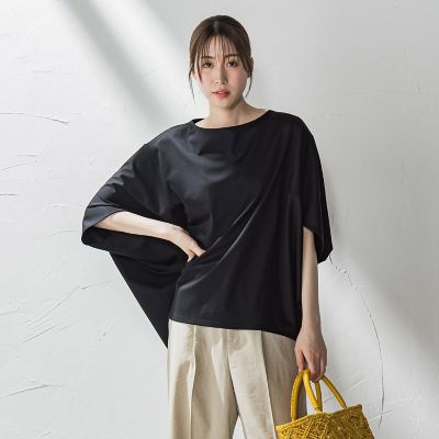 【大きいサイズ】ハリプルジャージカットソー≪洗濯機で洗える≫