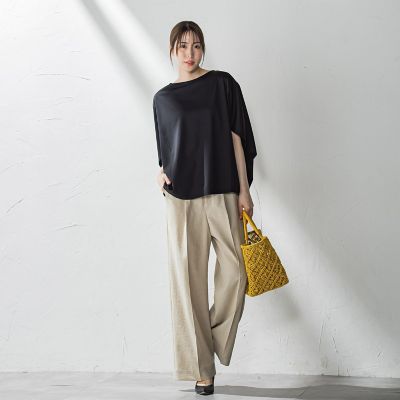 【大きいサイズ】ハリプルジャージカットソー≪洗濯機で洗える≫
