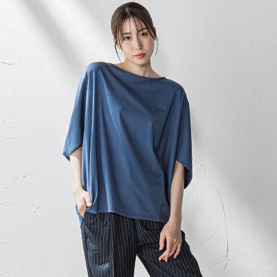 【大きいサイズ】ハリプルジャージカットソー≪洗濯機で洗える≫