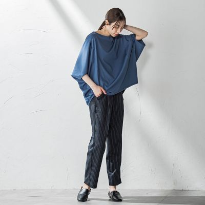 【大きいサイズ】ハリプルジャージカットソー≪洗濯機で洗える≫
