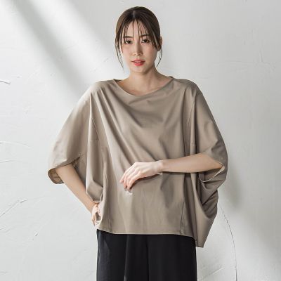 【大きいサイズ】ハリプルジャージカットソー≪洗濯機で洗える≫