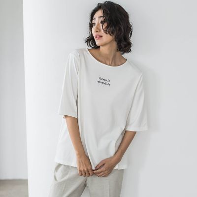 tシャツ 「接触冷感」「UV対策」「ウォッシャブル」ペイントドットプルオーバーカットソー レディース L】【接触冷感】【UV対策】【ウォッシャブル】ペイントドット
