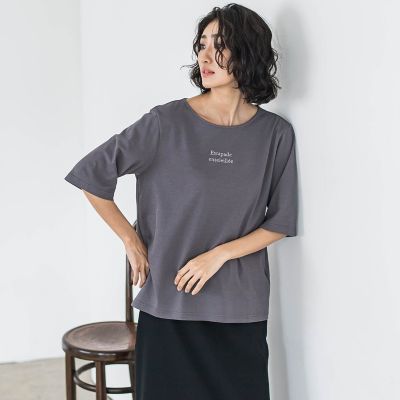 【SALE】【送料無料】la.f...（Women/大きいサイズ）/ラ エフ L（大きいサイズ）刺繍ロゴTシャツ&#8810;洗濯機で洗える&#8811; 20チャコールグレー トップス【三越伊勢丹/公式】