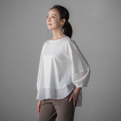 【送料無料】la.f...（Women/大きいサイズ）/ラ エフ L（大きいサイズ）スムースシフォンカットソー&#8810;洗濯機で洗える&#8811; 02オフホワイト トップス【三越伊勢丹/公式】