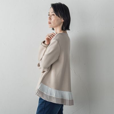 ＜la.f...（Women/大きいサイズ）＞【大きいサイズ】【ｂｉｙｏｒｉ】ライトダンボールプリーツ切り替えカットソー≪洗濯機で洗える≫