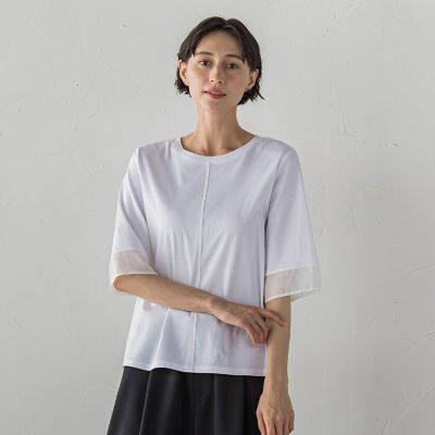 大きいサイズ】シアー切り替えカットソー | la.f... (Women/大きい 