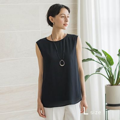 la.f... (Women/大きいサイズ)/ラ　エフ L (大きいサイズ) 【大きいサイズ】バックサテンジョーゼットカットソー