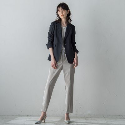 【大きいサイズ】ドロストテーパードパンツ≪洗濯機で洗える／撥水防汚加工≫