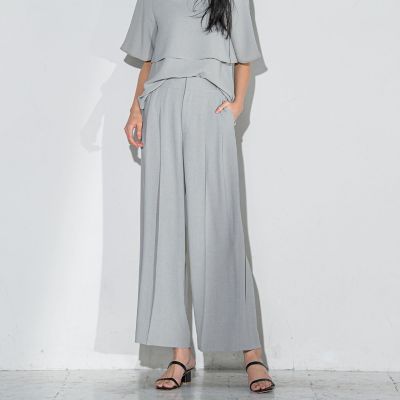 【SALE】【送料無料】la.f...（Women/大きいサイズ）/ラ エフ L（大きいサイズ）メランジツイルワイドパンツ【洗濯機で洗える/セットアップ対応】13ライトグレー パンツ・ズボン【三越伊勢丹/公式】