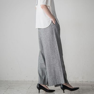 【大きいサイズ】リネンクラッシックパンツ≪手洗い可能／セットアップ対応≫