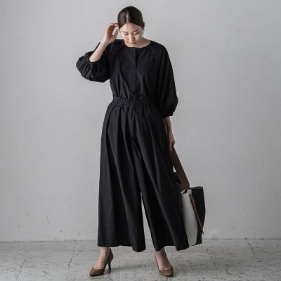 【大きいサイズ】ボリュームワイドタフタパンツ≪洗濯機で洗える／セットアップ対応≫