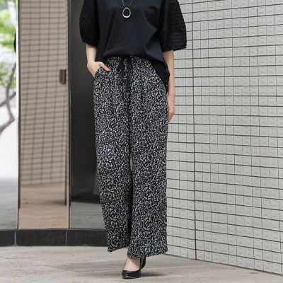 【大きいサイズ】ジャガードワイドパンツ≪手洗い可能≫